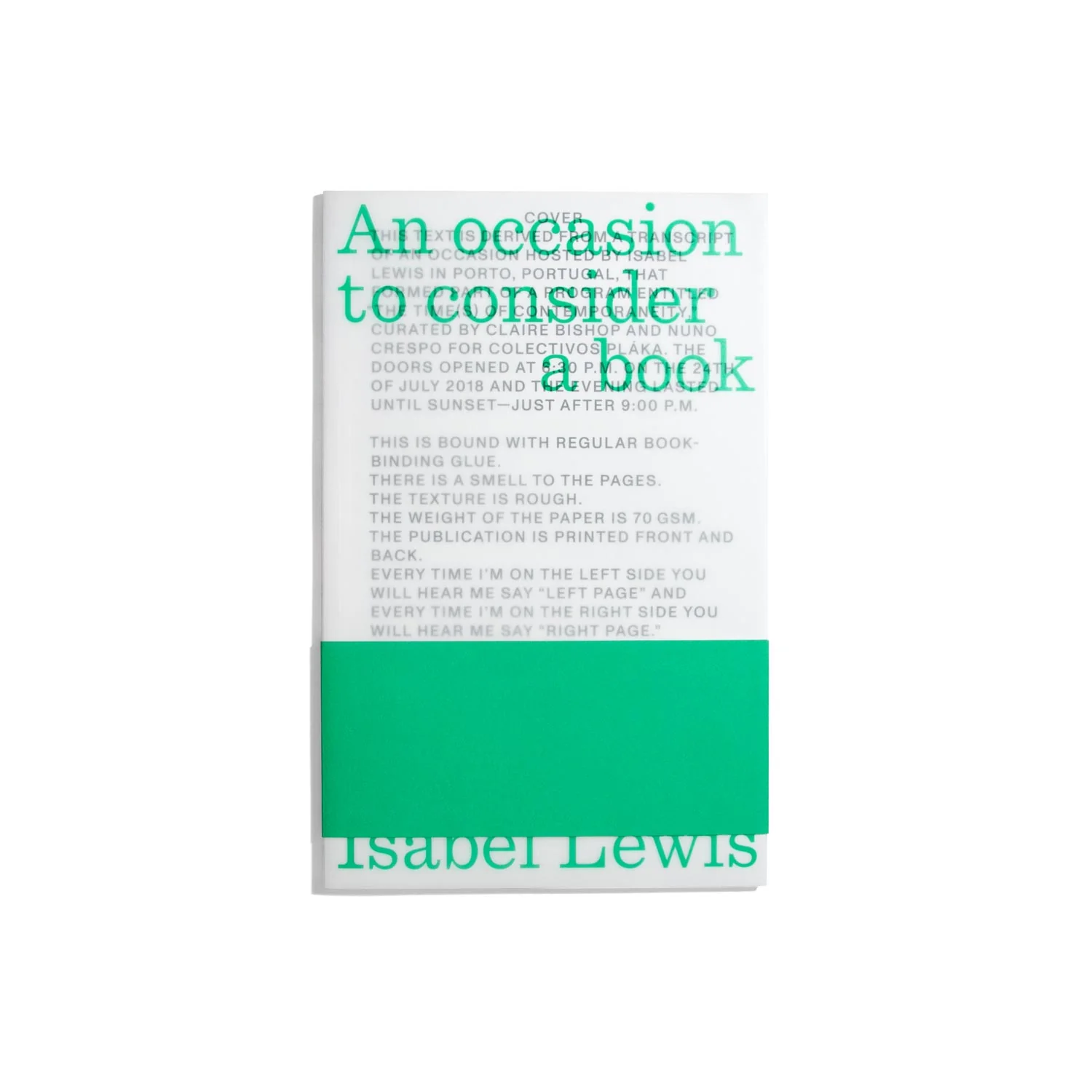 An Occasion to Consider a Book - Isabel Lewis